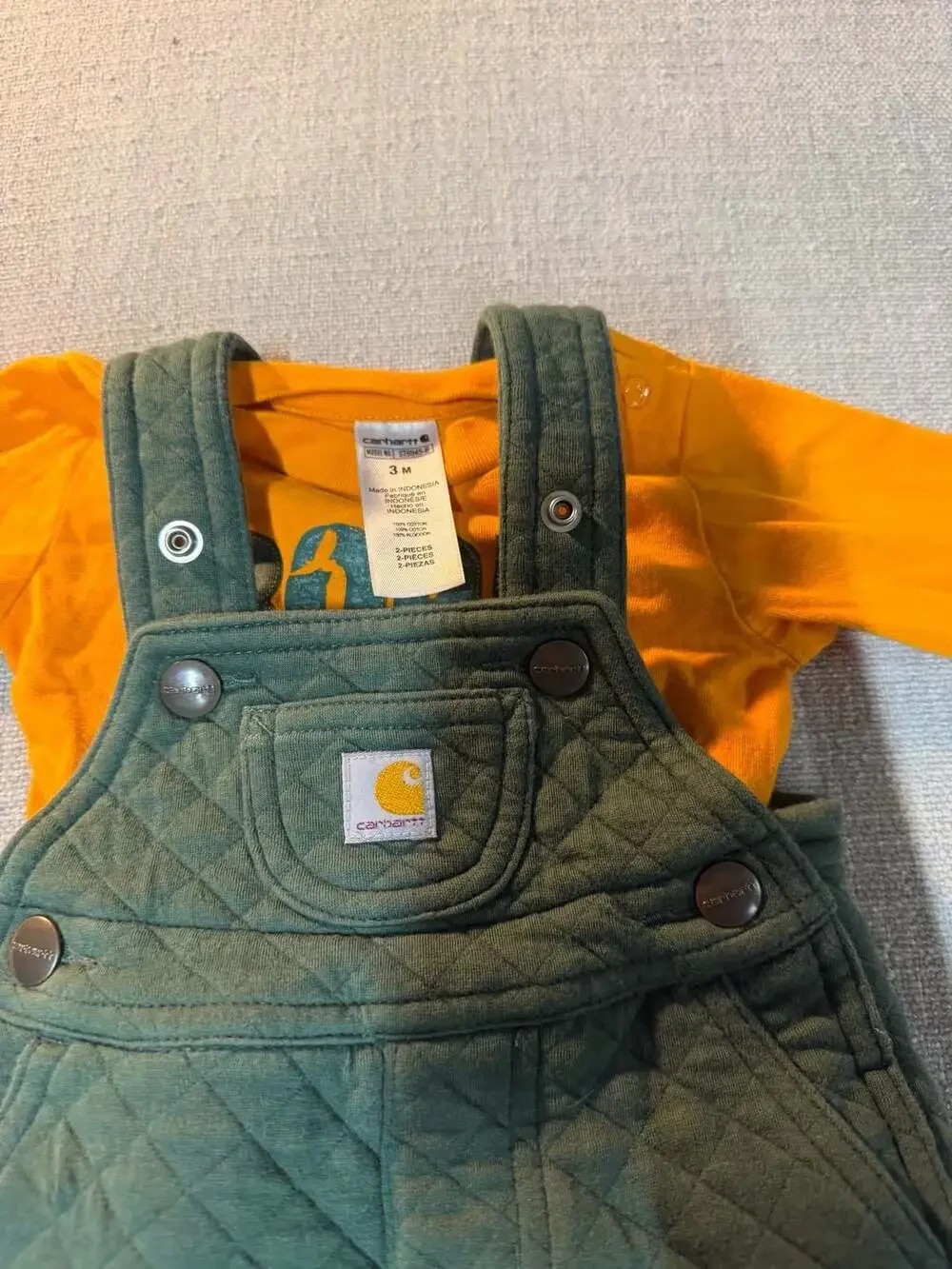 Carhartt Baby Boys' 2-Piece Born Wild Bodysuit and Quilted Overall Set